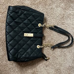 Aldo quilted tote black gold accents